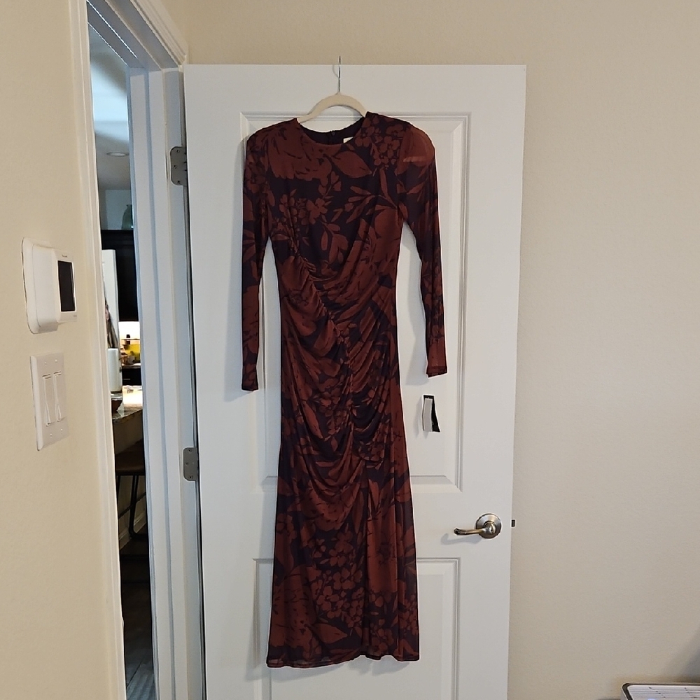 Taylor Burgundy Floral Long Sleeve Dress